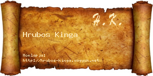 Hrubos Kinga névjegykártya